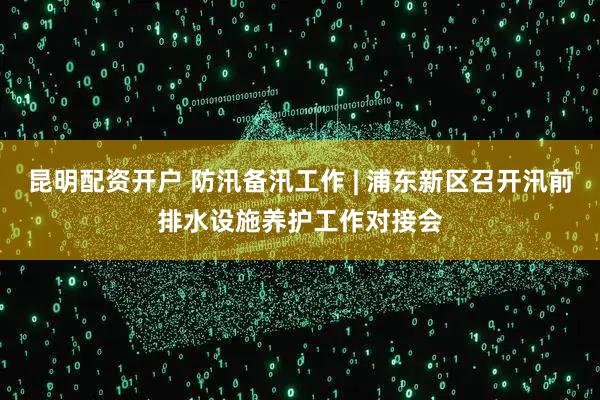 昆明配资开户 防汛备汛工作 | 浦东新区召开汛前排水设施养护工作对接会